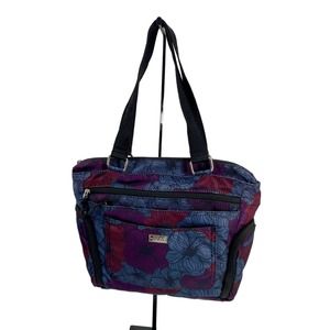 ETA Everyday Travel Adventure Floral Red Purple Shoulder Bag Purse Multi Pocket